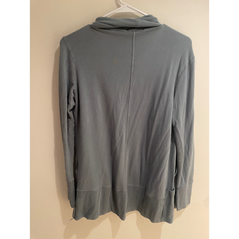 Athleta Womens Pranayama Wrap Cardigan Blue Gray Open Front Pockets Thumbholes S - Picture 3 of 3